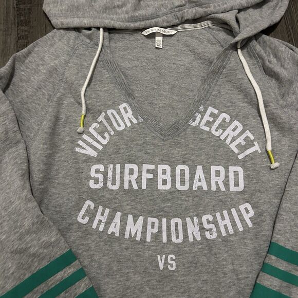 VICTORIA'S SECRET Womens V-Neck Surfboard Championship Hoodie Medium - Picture 2 of 7